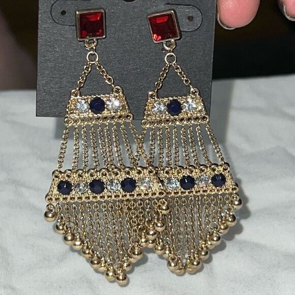 G by Gennaro Large Bead and Gemstone Boho Chandelier Earrings - Picture 8 of 8